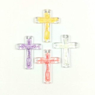 Obiecte bisericesti | Medalion cruce de plastic transparent 32mm | 2059