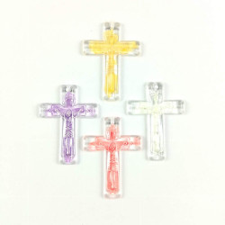 Obiecte bisericesti | Medalion cruce de plastic transparent 32mm | 2059