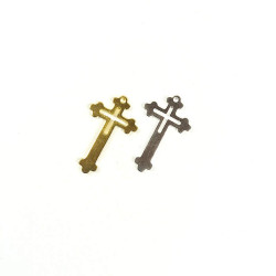 Obiecte bisericesti | Medalion cruce metalica aurie sau argintie 25mm | 2061
