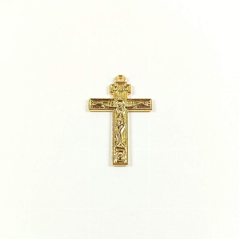 Obiecte bisericesti | Medalion cruce metalica aurie 30mm | 2062