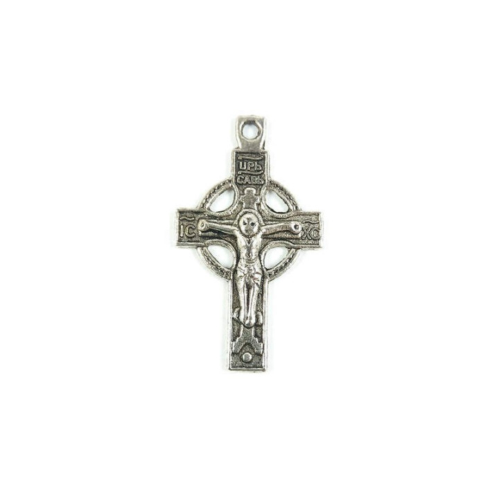 Obiecte bisericesti | Medalion cruce  metalica argintie 33mm | 2063