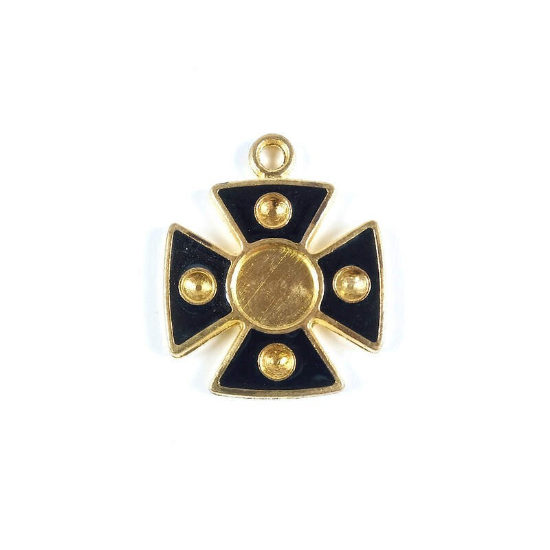 Obiecte bisericesti | Medalion cruce metalica aurie 38mm | 2066