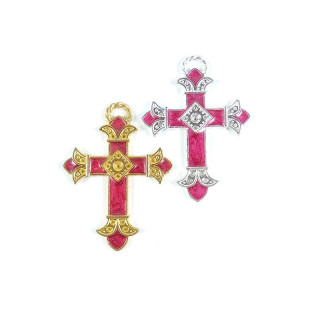 Obiecte bisericesti | Medalion cruce metalica aurie sau argintie 48mm | 2068