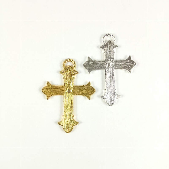 Obiecte bisericesti | Medalion cruce metalica aurie sau argintie 48mm | 2068