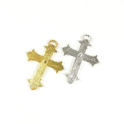 Obiecte bisericesti | Medalion cruce metalica aurie sau argintie 48mm | 2068