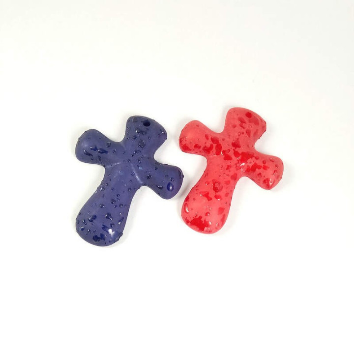 Obiecte bisericesti | Medalion cruce de plastic colorat 73mm | 2069