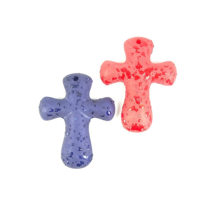 Obiecte bisericesti | Medalion cruce de plastic colorat 73mm | 2069