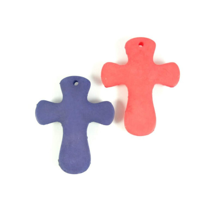 Obiecte bisericesti | Medalion cruce de plastic colorat 73mm | 2069