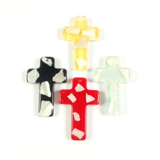 Obiecte bisericesti | Medalion cruce de plastic colorat 50mm | 2070