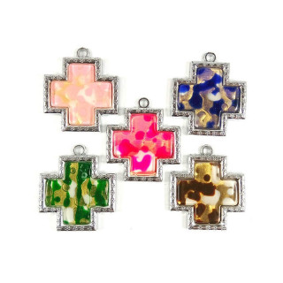 Obiecte bisericesti | Medalion cruce de plastic argintiu 43mm | 2072