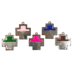Obiecte bisericesti | Medalion cruce de plastic argintiu 43mm | 2072