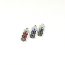 Obiecte bisericesti | Medalion cruce metalica argintie 25mm | 2073