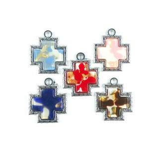 Obiecte bisericesti | Medalion cruce de plastic argintiu 30mm | 2077