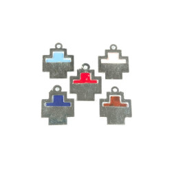 Obiecte bisericesti | Medalion cruce de plastic argintiu 30mm | 2077