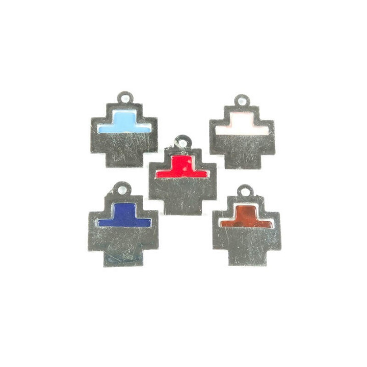 Obiecte bisericesti | Medalion cruce de plastic argintiu 30mm | 2077