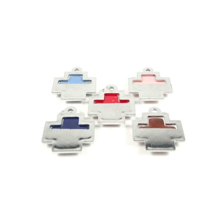 Obiecte bisericesti | Medalion cruce de plastic argintiu 30mm | 2077