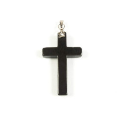 Obiecte bisericesti | Medalion cruce de piatra tip hematit 40mm | 2080