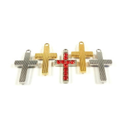Obiecte bisericesti | Medalion cruce metalica aurie sau argintie 25mm | 2082