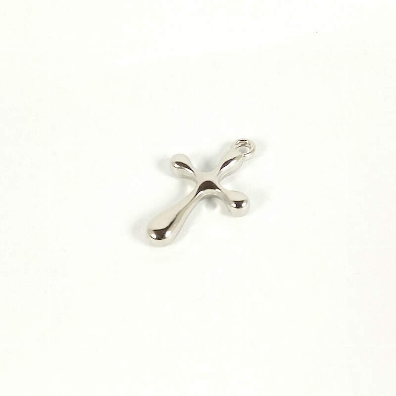 Obiecte bisericesti | Medalion cruce metalica argintie 35mm | 2084