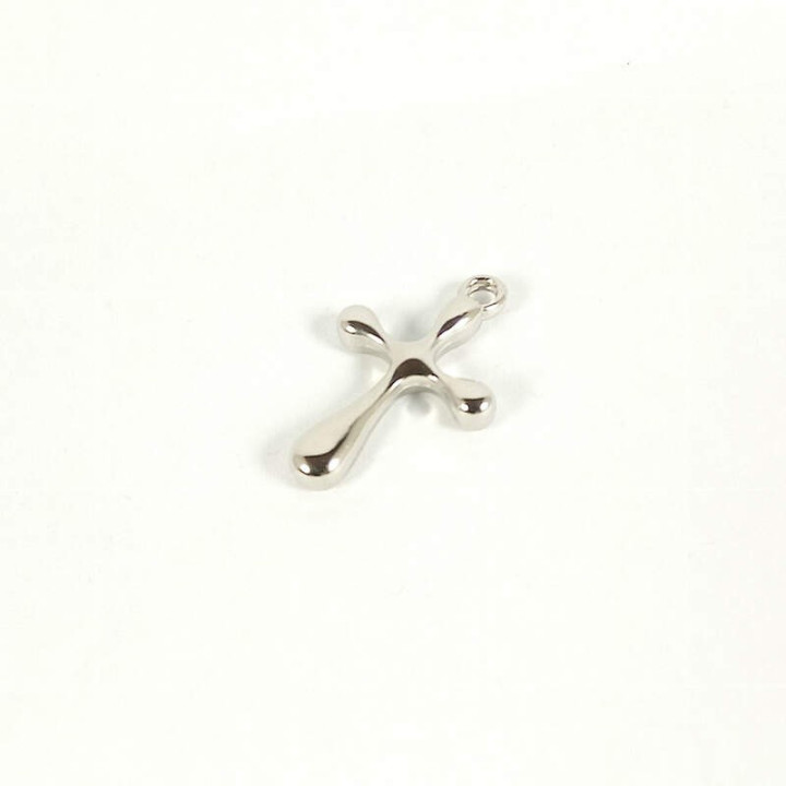 Obiecte bisericesti | Medalion cruce metalica argintie 35mm | 2084