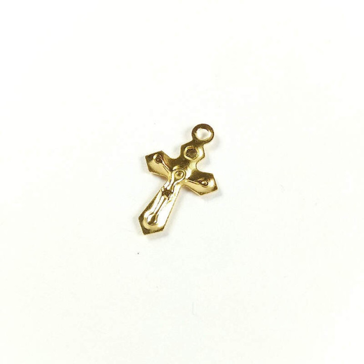 Obiecte bisericesti | Medalion cruce metalica aurie 21mm | 2090