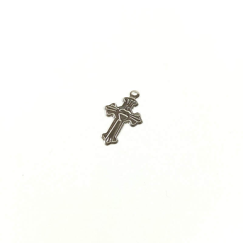Obiecte bisericesti | Medalion cruce metalica argintie 20mm | 2091