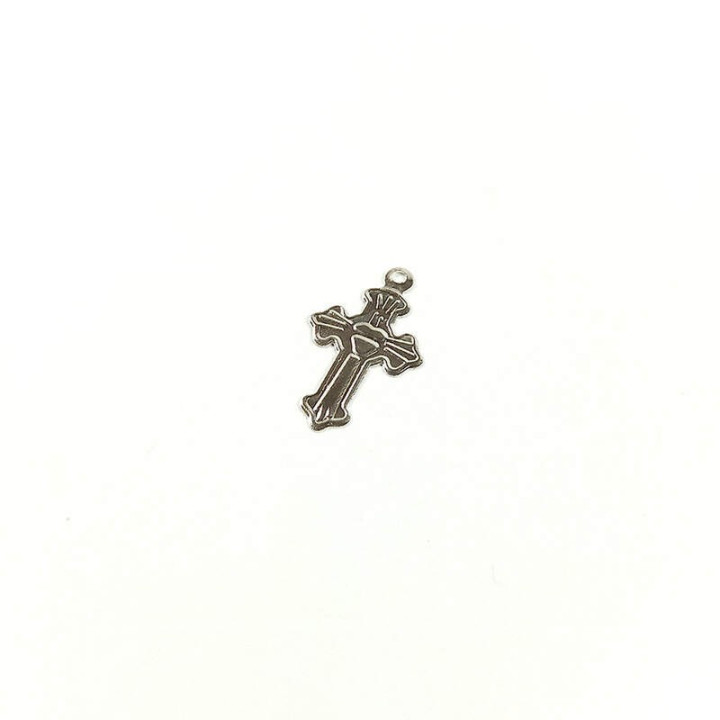 Obiecte bisericesti | Medalion cruce metalica argintie 20mm | 2091