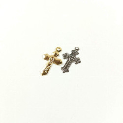 Obiecte bisericesti | Medalion cruce metalica argintie 20mm | 2091
