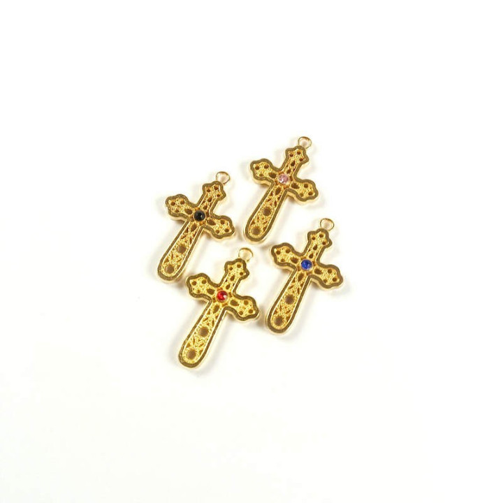 Obiecte bisericesti | Medalion cruce metalica aurie 30mm | 2095