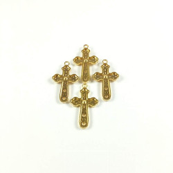 Obiecte bisericesti | Medalion cruce metalica aurie 30mm | 2095