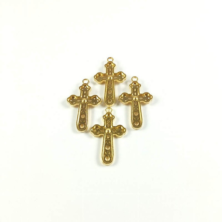 Obiecte bisericesti | Medalion cruce metalica aurie 30mm | 2095