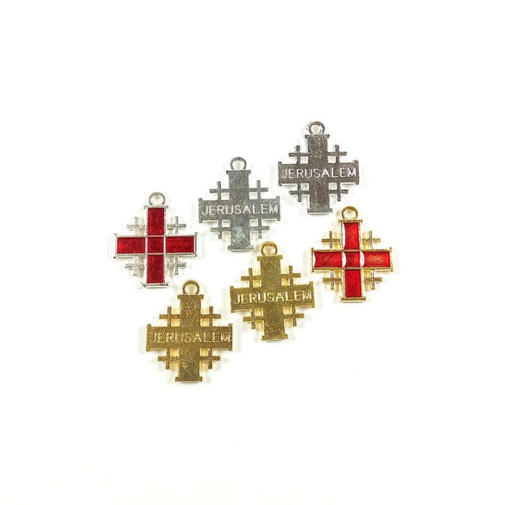 Obiecte bisericesti | Medalion cruce metalica aurie sau argintie 22mm | 2097