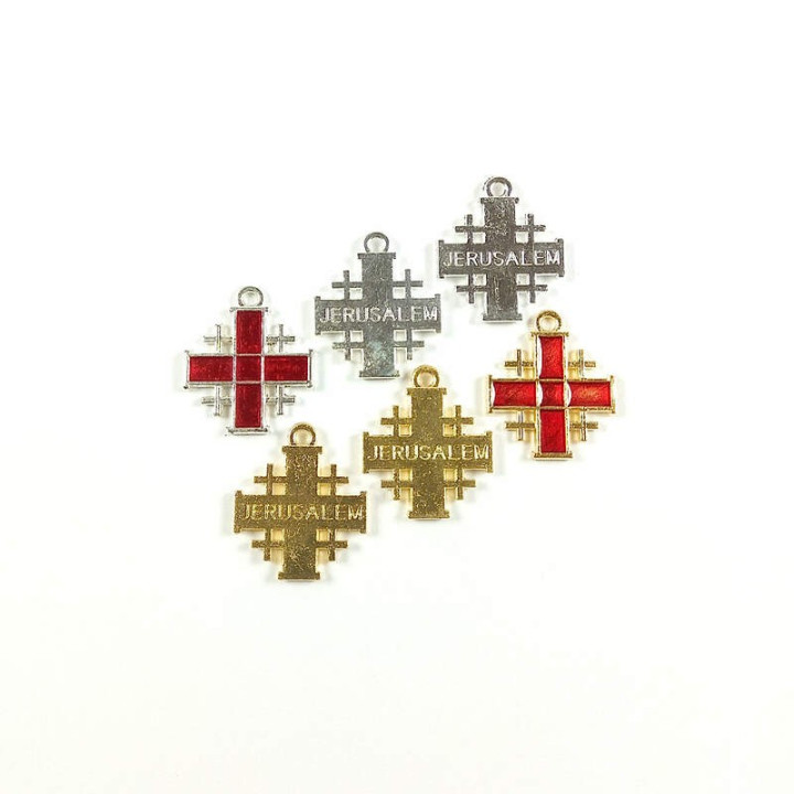 Obiecte bisericesti | Medalion cruce metalica aurie sau argintie 22mm | 2097