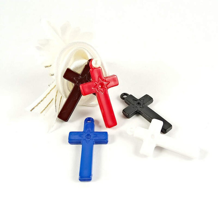 Obiecte bisericesti | Medalion cruce de plastic colorat 35mm | 2098