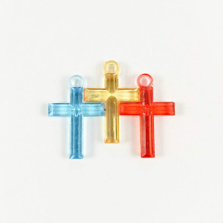 Obiecte bisericesti | Medalion cruce de plastic colorat 30mm | 2099