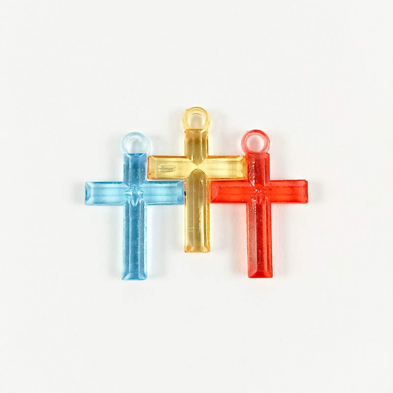 Obiecte bisericesti | Medalion cruce de plastic colorat 30mm | 2099