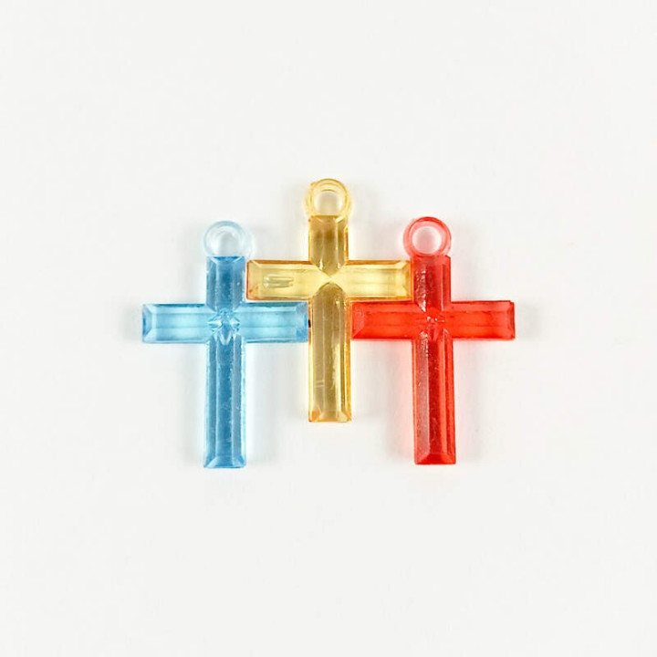 Obiecte bisericesti | Medalion cruce de plastic colorat 30mm | 2099