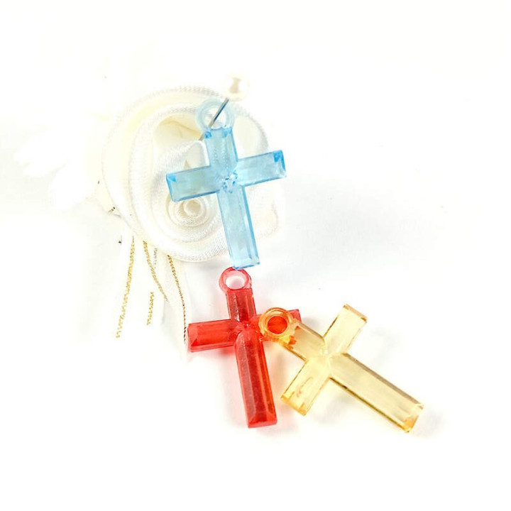 Obiecte bisericesti | Medalion cruce de plastic colorat 30mm | 2099