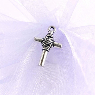 Obiecte bisericesti | Medalion cruce metalica argintie 28mm | 2102