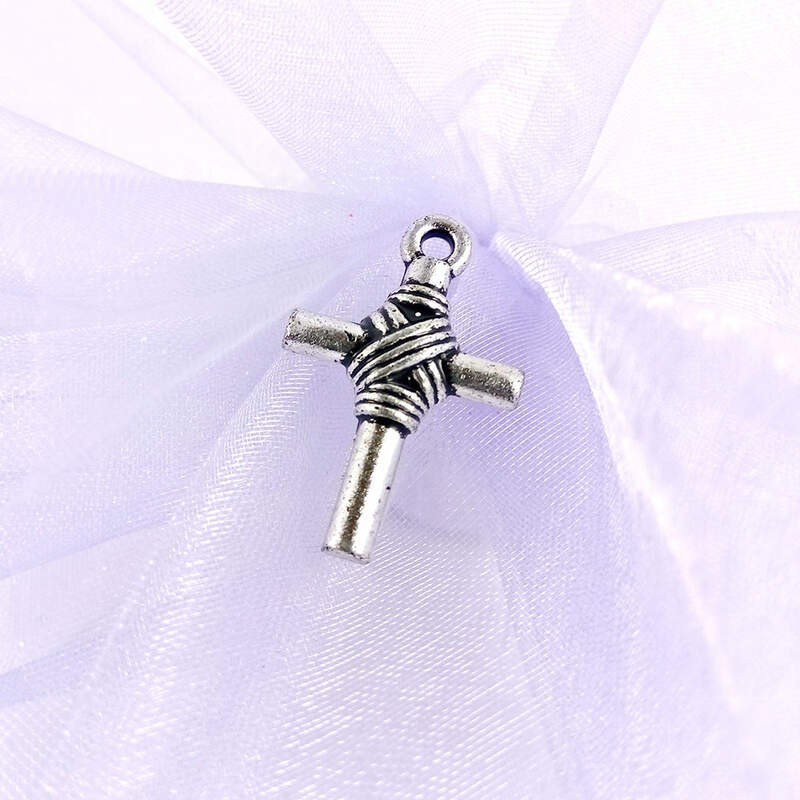 Obiecte bisericesti | Medalion cruce metalica argintie 28mm | 2102