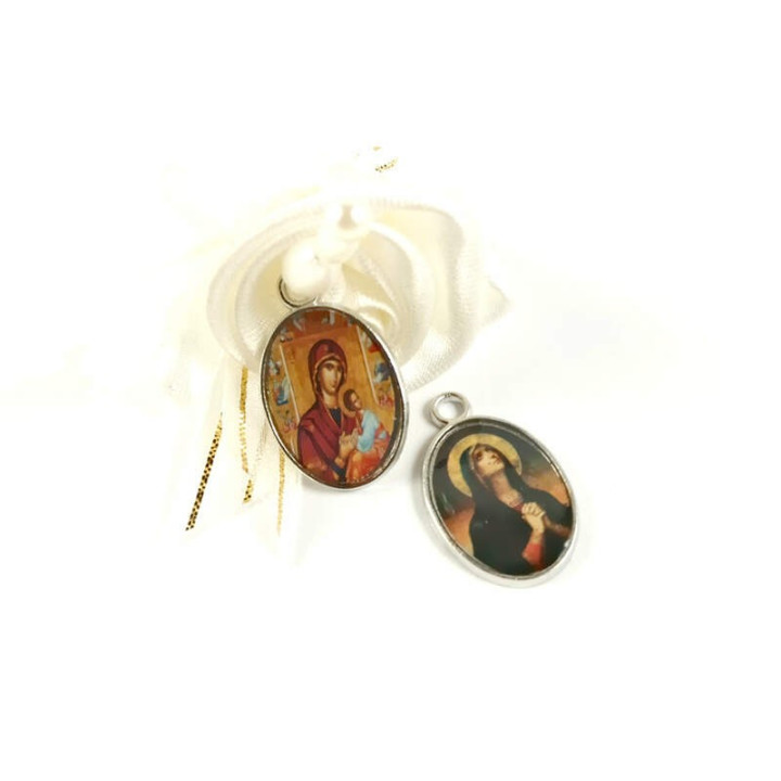 Obiecte bisericesti | Medalion icoana metalica argintie 20mm | 2105