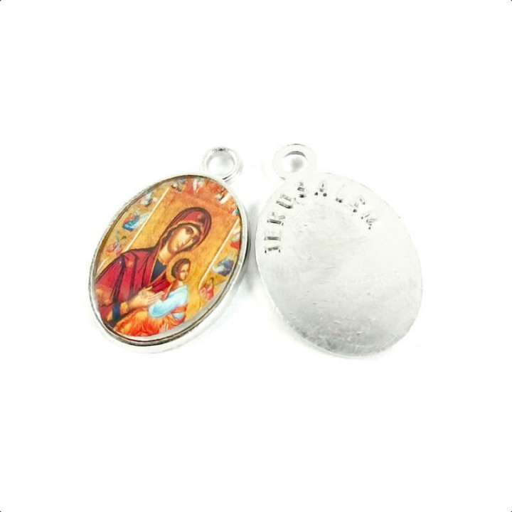 Obiecte bisericesti | Medalion icoana metalica argintie 20mm | 2105