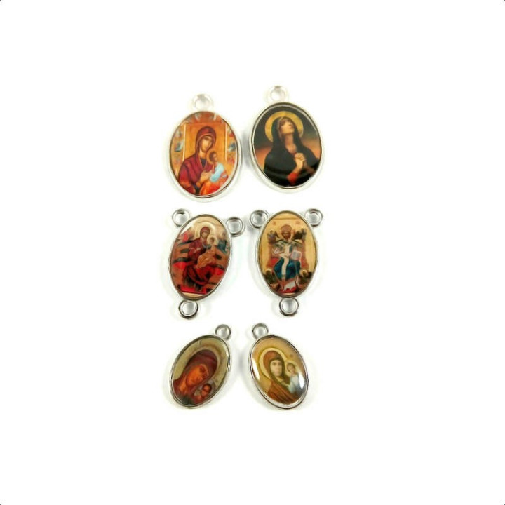 Obiecte bisericesti | Medalion icoana metalica argintie 10mm | 2107