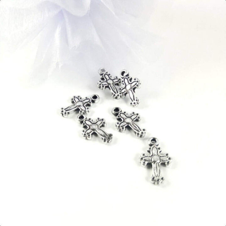 Obiecte bisericesti | Medalion cruce de plastic argintiu 20mm | 2108