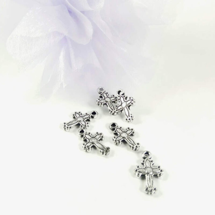 Obiecte bisericesti | Medalion cruce de plastic argintiu 20mm | 2108