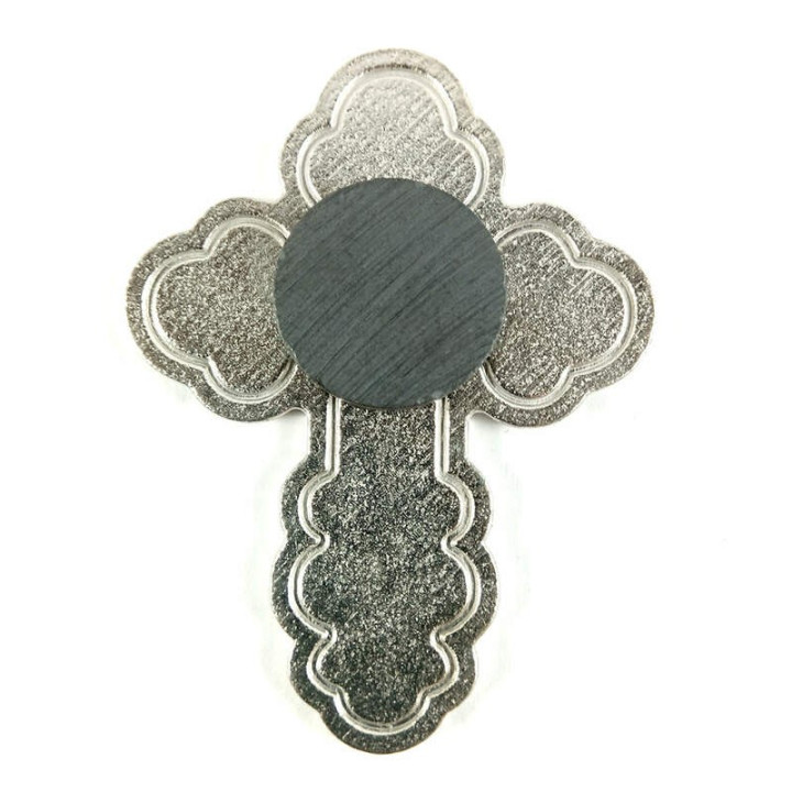 Obiecte bisericesti | Cruce de frigider din metal argintiu | 5325