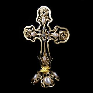 Obiecte bisericesti | Cruce pentru masa din metal argintiu | 5331