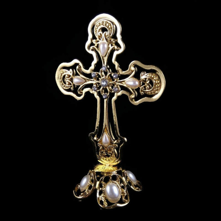 Obiecte bisericesti | Cruce pentru masa din metal argintiu | 5331