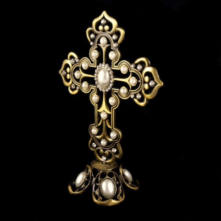 Obiecte bisericesti | Cruce pentru masa din metal argintiu | 5335