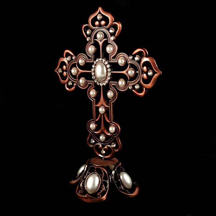 Obiecte bisericesti | Cruce pentru masa din metal argintiu | 5335